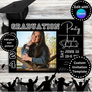 Graduation Party Invitation With Picture, Digital Invite Template, Graduation for Him or Her, Class of 2024, Graduation Announcement Invite