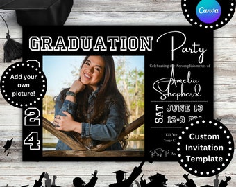 Graduation Party Invitation With Picture, Digital Invite Template, Graduation for Him or Her, Class of 2024, Graduation Announcement Invite
