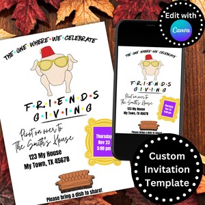 Editable Friendsgiving Dinner Invitation, Thanksgiving Template, Thanksgiving Dinner Invitation, Thanksgiving Invitation Digital Download
