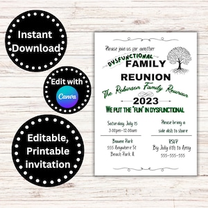 EDITABLE Family Reunion Invitation, Reunion Evite, Family Reunion Template, Digital Reunion Invite, Funny Family Reunion Invitation
