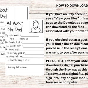 All About My Dad Activity Page | Father’s Day Questionnaire, Printable ...