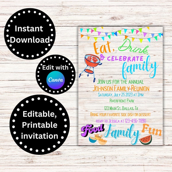 EDITABLE Family Reunion Invitation, Reunion Evite, Family Reunion Template, Digital Reunion Invite, Funny Family Reunion Invitation