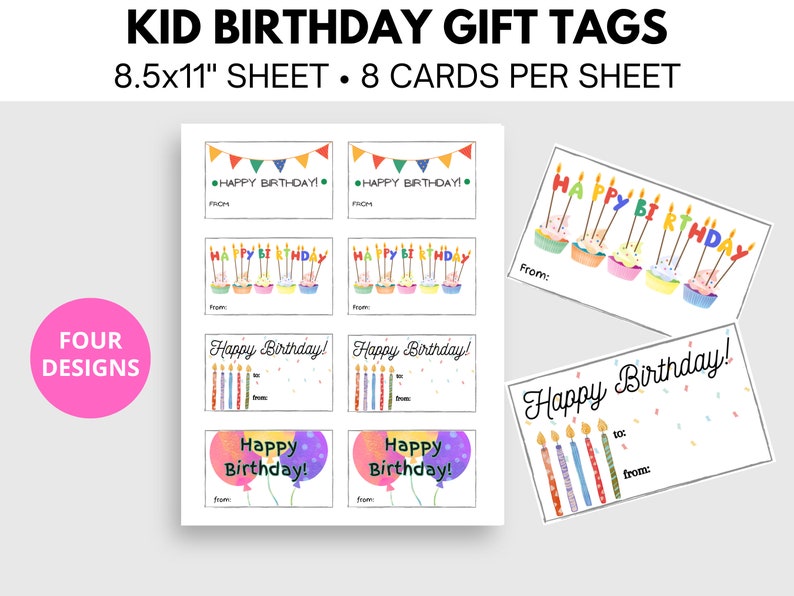 Kids Birthday Gift Tags Printable - Etsy