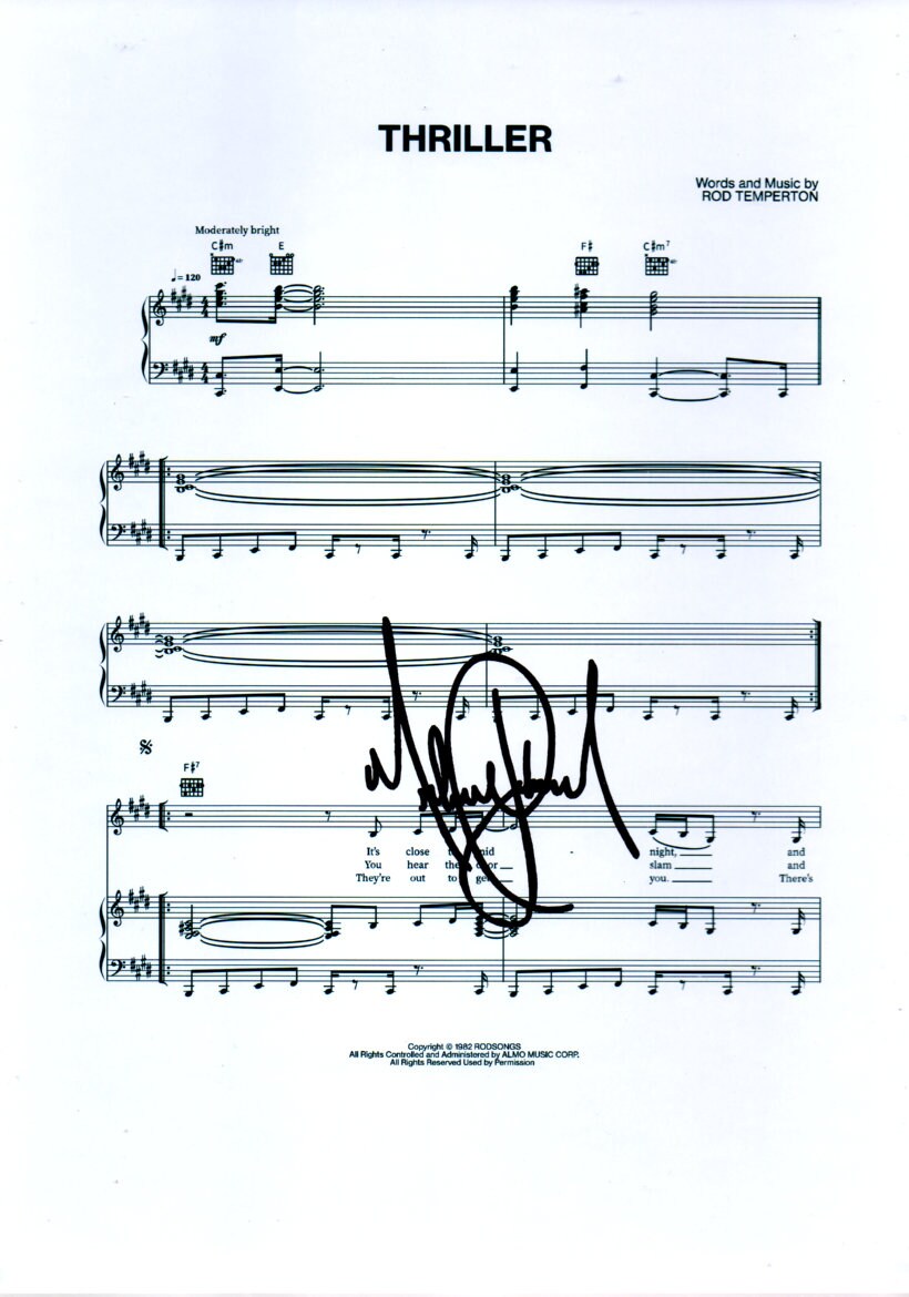 Thriller, Michael Jackson, Signed A4 Sheet Music - Etsy