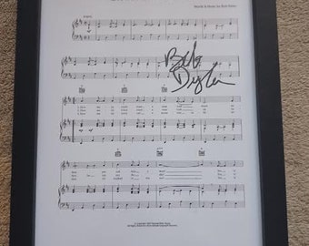 Blowin in the wind, bob dylan, signed A4 sheet music