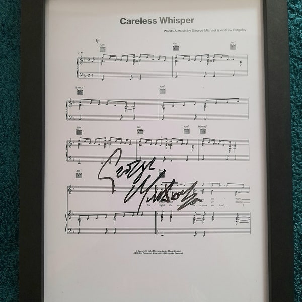 Careless whisper, george michael, A4 signed sheet music