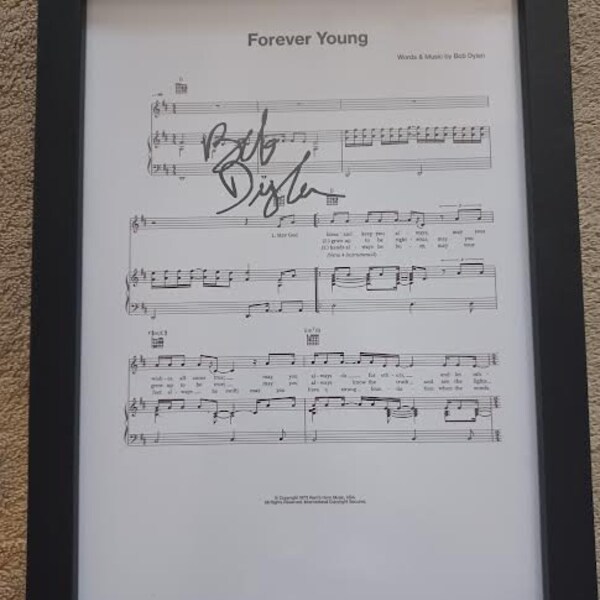 Forever young,bob dylan,signed A4 sheet music
