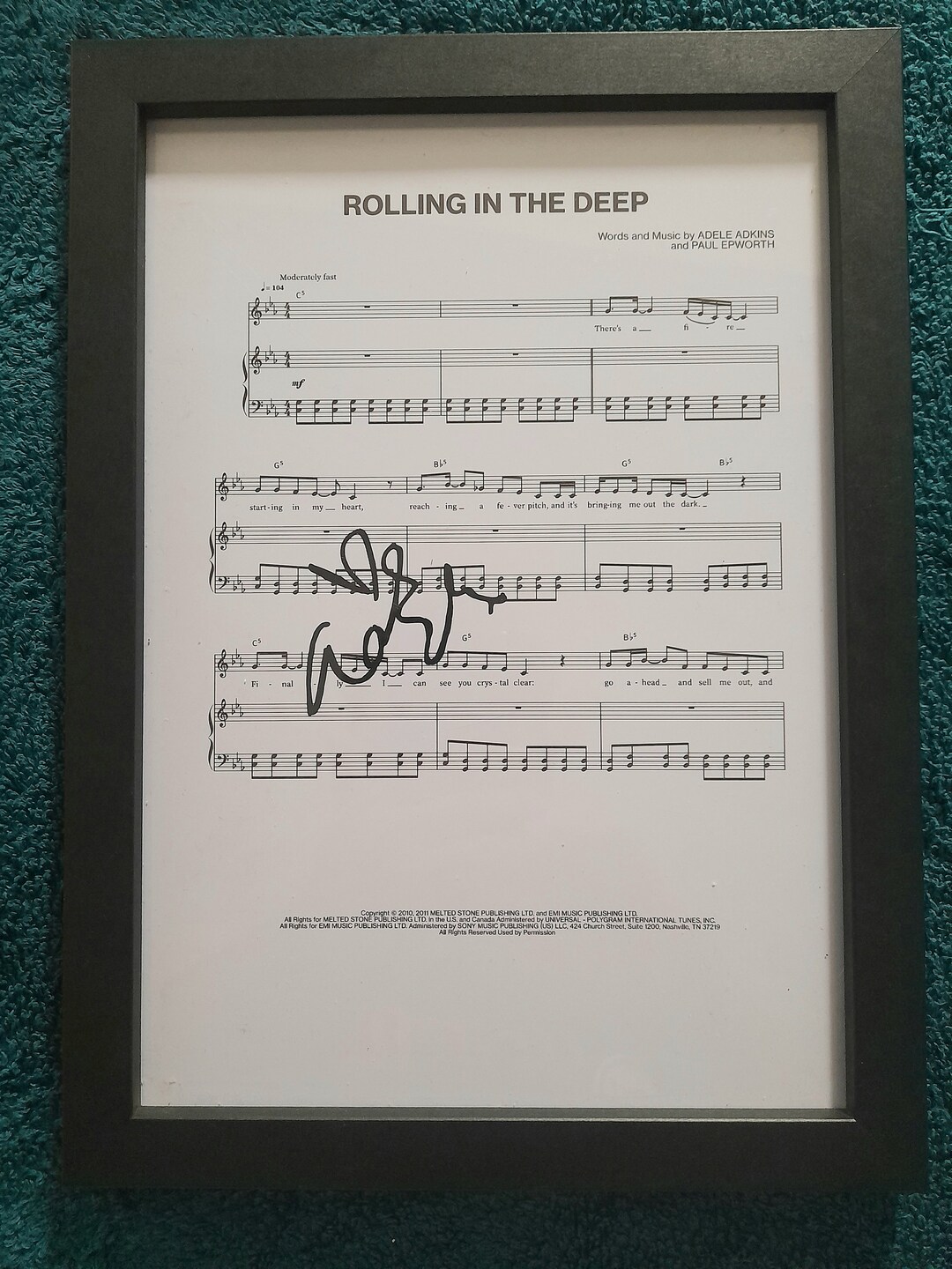 Rolling in the Deep, Adele, Signed A4 Sheet Music, Etsy UK
