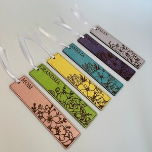 Floral Personalized Wooden Bookmarks, Booklover Quote Bookmark Set, Engraved Wood Bookmarks, Handmade Gift, Gift for Mom, Bookmark for Women