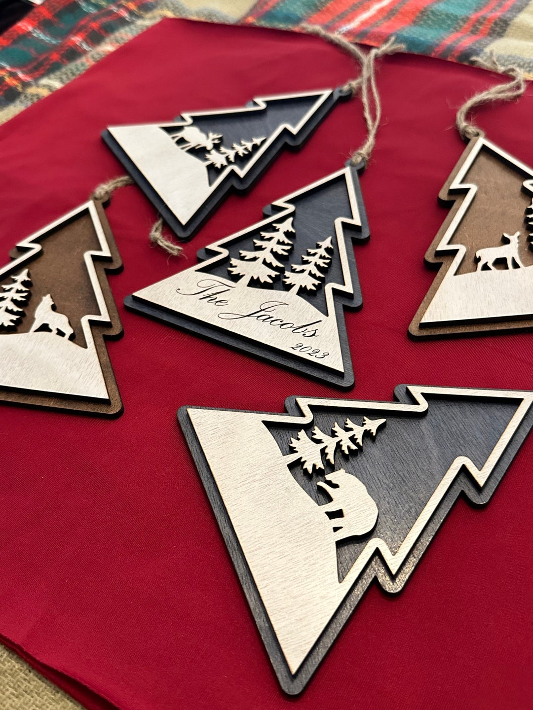 Woodland Animal Christmas Tree Ornament Set, Personalized Ornament