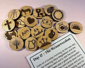 Easter Countdown Tokens and Scripture Cards, Kid Easter Activity, Easter Scripture, Easter Bible Story, Easter Egg Tokens, Bible Verses