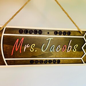 Personalized Teacher Sign, Teacher Name Door Hanger, Teacher Gift ...