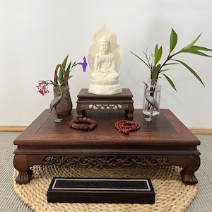 Meditation table Table top Altar hand carved solid wood Tibetan Buddhist prayer altar