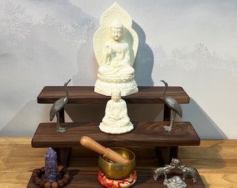 Dessus de table bouddhiste Autel de méditation en bois massif Autel de prière bouddhiste tibétain table de méditation Dessus de table d'autel