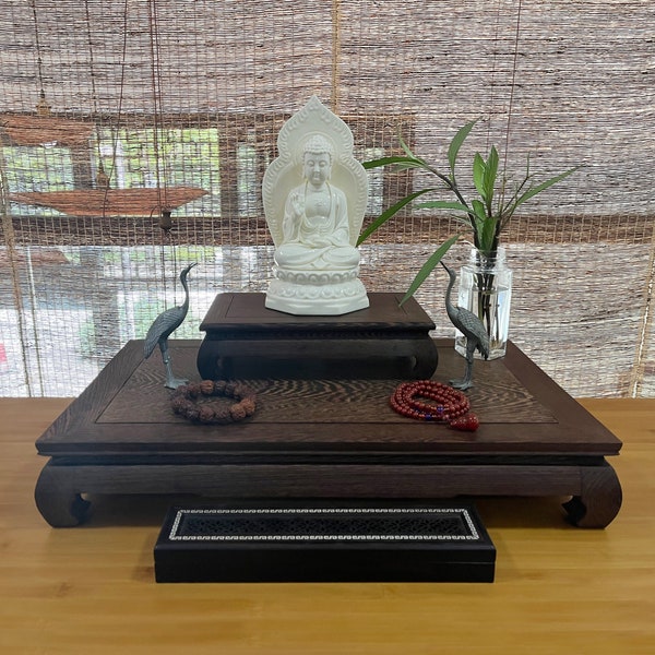 Hand carved solid wood Tibetan Buddhist prayer altar meditation table Table top Altar