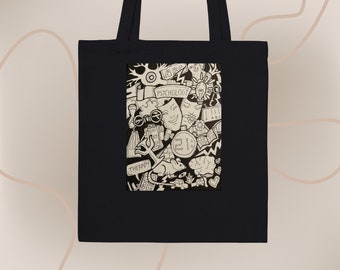 Psychology Tote Bag | Black | Psychology Teacher | Psychology Student | Student Prize | Book Bag |  | Graduation Gift | Psychologist | Freud