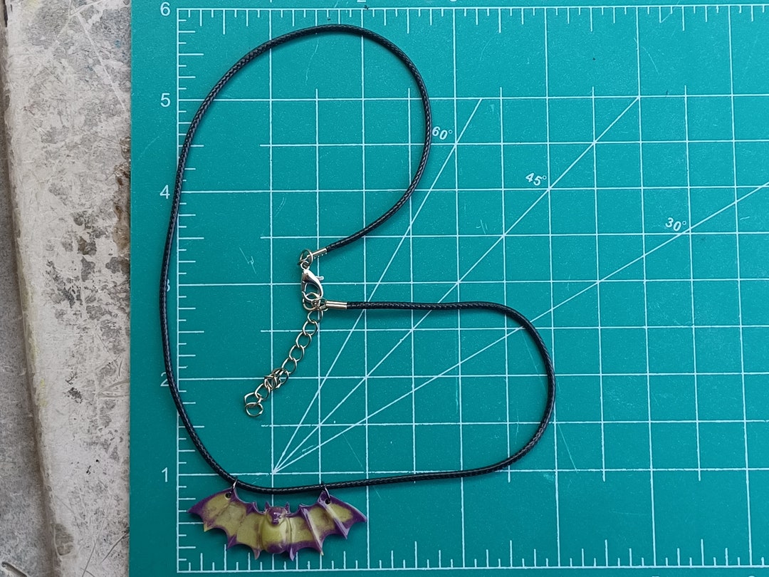Bat Necklace Homemade Resin Bat Pendant Charm UV Active Charm Etsy