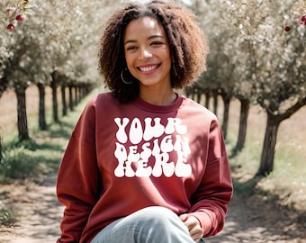 Gildan Red 18000 Mockup, Fall mockup, Gildan Red Sweater Mock up, Oversized Sweatshirt Model Mockup, Gildan Red Mockup, Boho Mockup