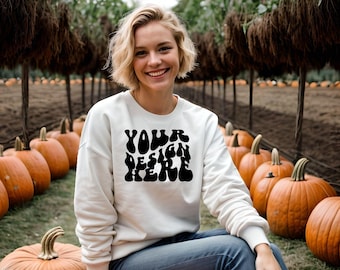 Gildan Sand 18000 Mockup, Halloween Mockup, Gildan Sand Sweater Mock up, Oversized Sweatshirt Model Mockup, Gildan Sand Mockup