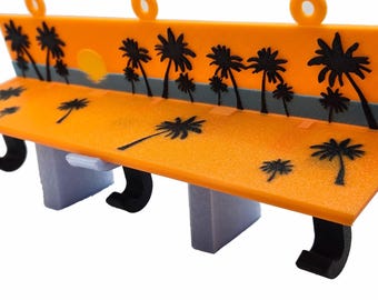 Sunset Palm Tree Wall Shelf, 3D Printed Lightweight Decorative Shelf for Small Items, Kids Room, Tropical Nursery Decor