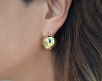 Chunky Gold Ball Huggie Earrings: Modern Minimalist Style
