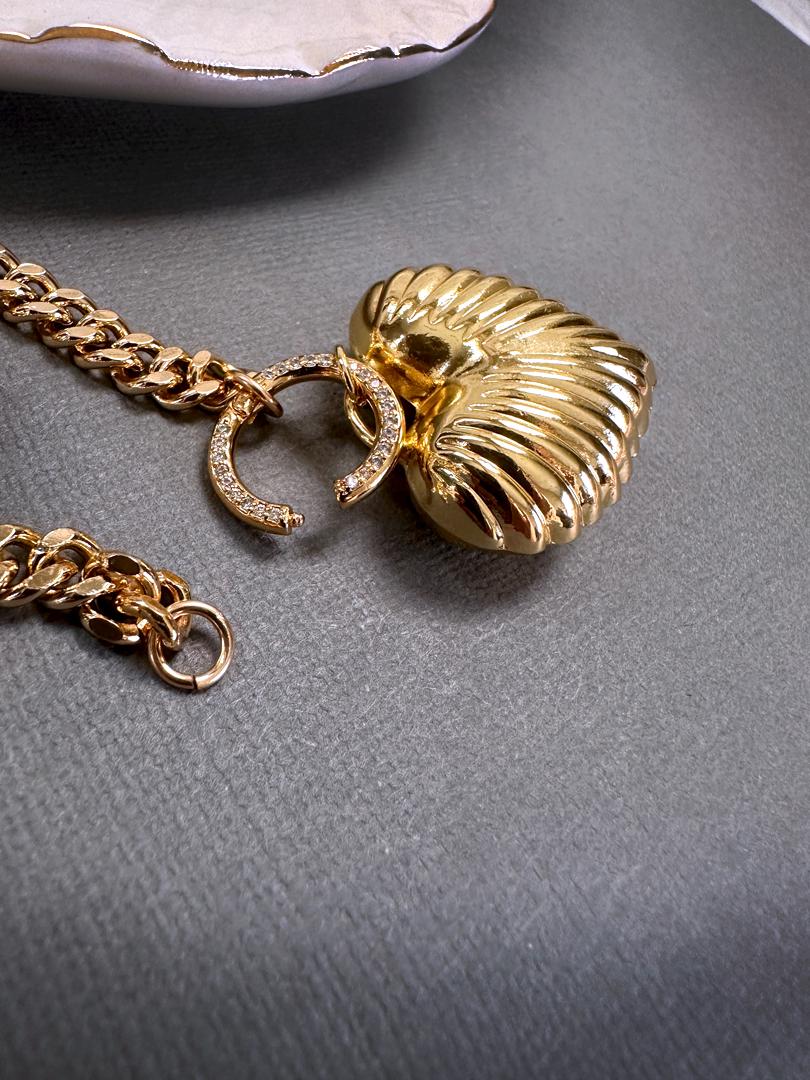 WOWORAMA Collana Girocollo Donna Con Perle Finte E Ciondolo Cuore Gonfio Dorato - Regolabile