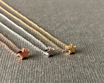 Dainty Star Necklace: 18K Vermeil Gold or Sterling Silver Charm