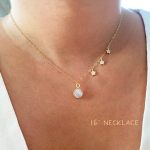 Custom Necklace, Dainty Rainbow moonstone Necklace, June Birthstone, Gold Star Necklace, Minimalist jewelry, healing gemstone, Gift for her