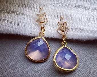 Art Deco Opal Drop Earrings: Gold Bridal Jewelry