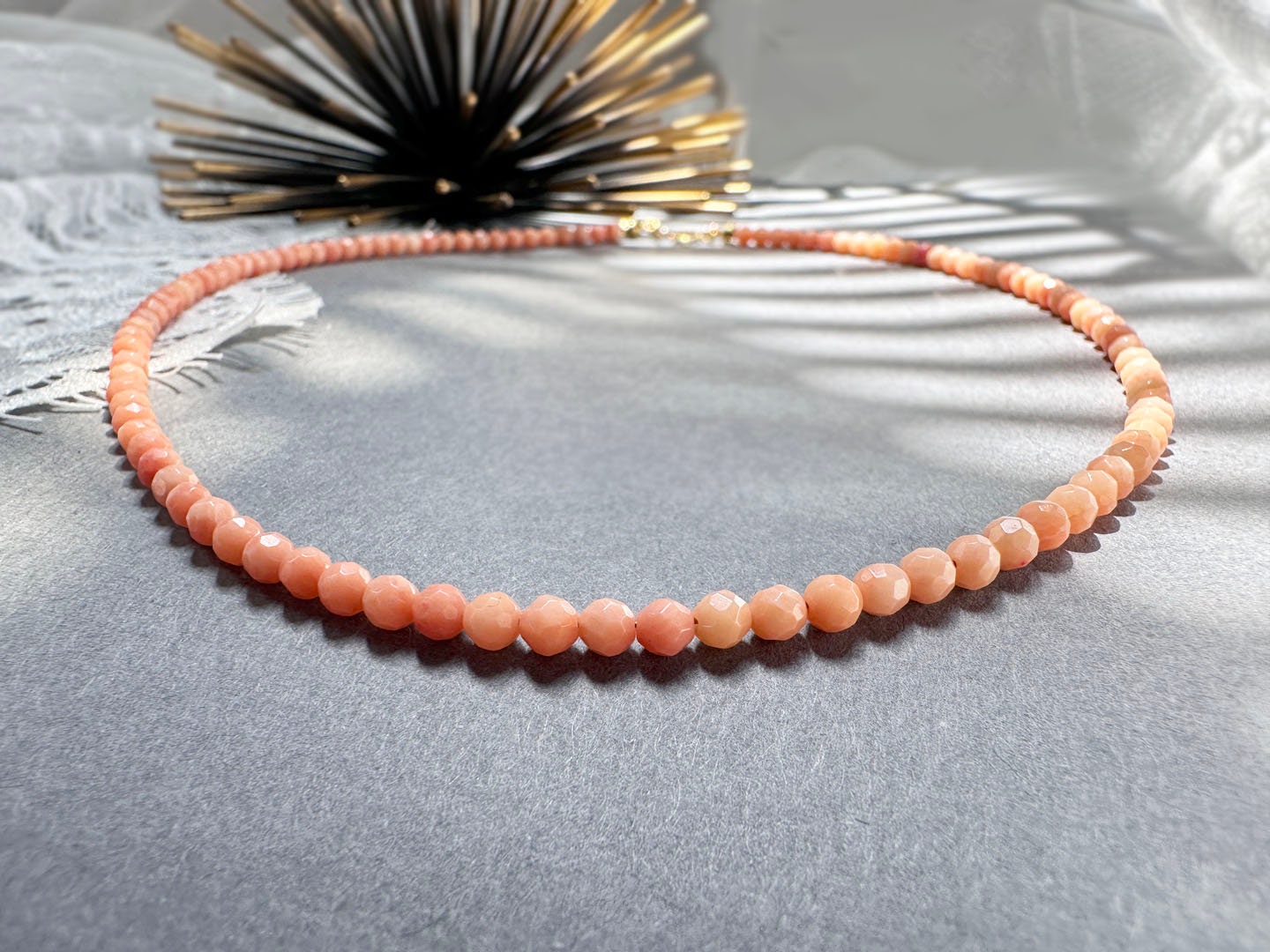 Coral Color Necklace, Beach Wedding, Bridal Jewelry, Pink Aventurine