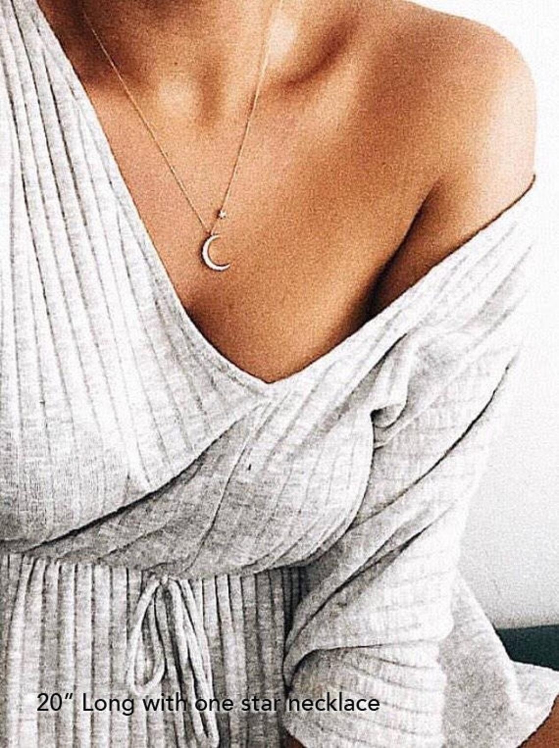 Collana girocollo in argento sterling 925, ciondolo a forma di luna e