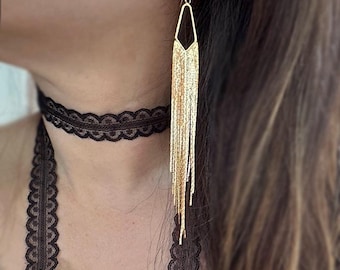 Long Gold Tassel Earrings: Glamorous Holiday Jewelry