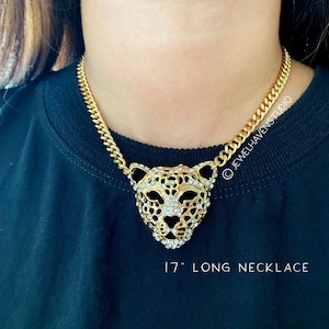 CZ Leopard Anhänger Halskette, Tiger Anhänger Halskette, Statement Halskette, Gold Panzerkette Halskette, Geschenk für Frauen, CZ Leopard Halskette