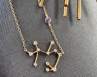 Sternzeichen Constellation Halskette: Birthstone Halskette, Geburtstagsgeschenk