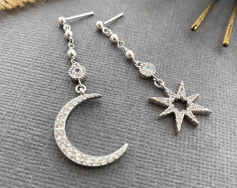 Boucles D'oreilles Asymétriques Dorée Demi-lune Bijoux Fougère Belgique