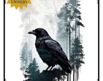 Raven Forest Journal, Gothic Hardcover Notebook, Bird Lover Gift