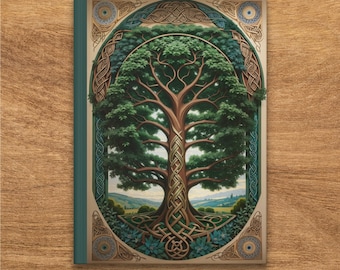 Tree of Life Journal, Celtic Knotwork Hardcover Notebook, Lined Pages