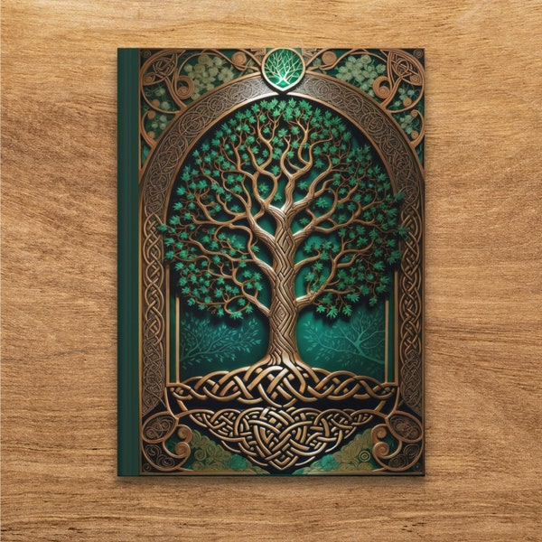 Tree of Life Journal, Embossed Leather Notebook, Aged Paper, Celtic Knot Hardcover, Writing Diary, Unique Sketchbook, Gift for Writers