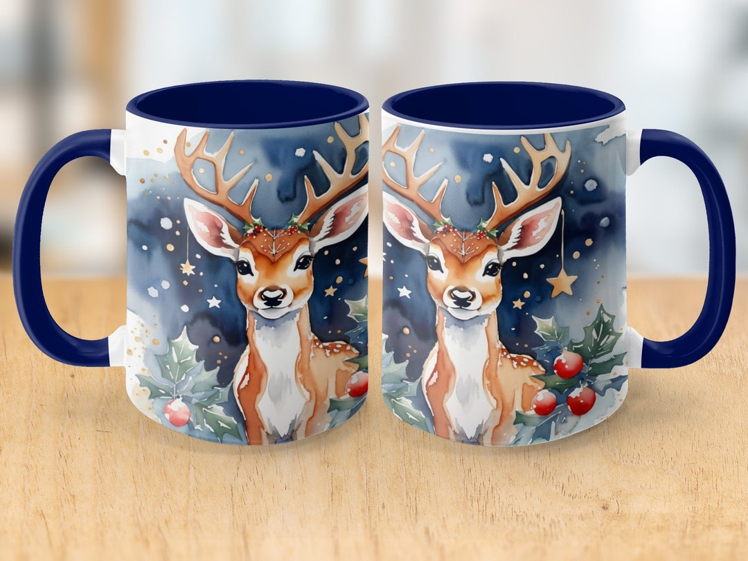 Christmas Gift Deer Mug Wrap 11oz & 15oz Mug Template Mug - Etsy