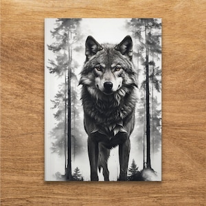 Wolf Journal, Wolf Notebook, Artistic Wolf Cover, Wolf Design, Nature Themed Notebook, Wildlife Journal Gift, Unique Wolf Sketchbook