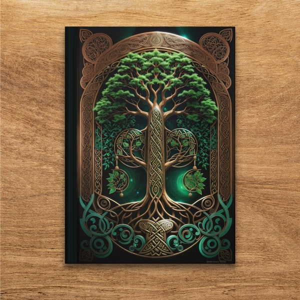 Celtic Tree of Life Hardcover Journal, Hardcover Notebook, Lined Paper Diary, Spiritual Writing Pad, Nature Inspired Gift, Green