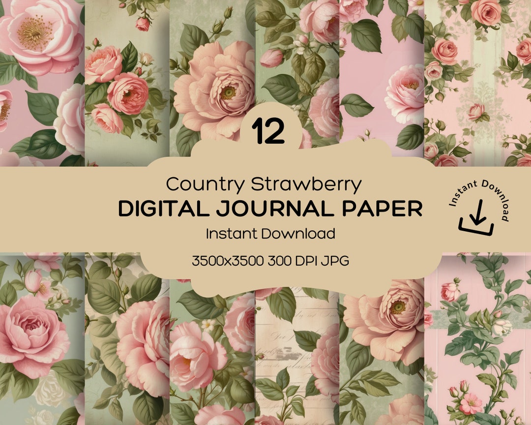 Victorian Rose Digital Paper Pack, Floral Junk Journal (digital ...