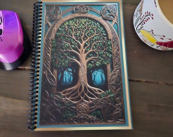 Agenda personalizada "Árbol de la Vida": Tapa dura personalizada, encuadernación en espiral.