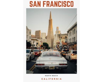 Poster San Francisco Transamerica Vintage Car