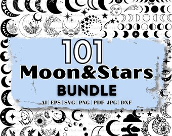 Moon and stars svg, moon yoga svg, moon phase png, moon phase svg, mystical svg, zodiac svg, moon svg, moon png, moon phases, star svg