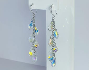 Iriserende waterdruppeloorbellen | Ethereal Fairycore Y2K | Statement hanger met regendruppel | Oceaan esthetische sieraden