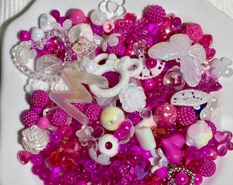 Hot Pink Bead Soup Mix | Bold Coquette Aesthetic Beads | Y2K Jewelry Kit | Vibrant Pink Assortment