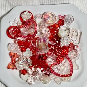 Berry Bead Soup - Aesthetic Beads, Y2K Beads,  Jewelry Making, Handmade Bead Soup, Bead Confetti, Red Beads, Strawberry Bead Soup
