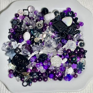 Dark Purple - Aesthetic Beads, Y2K Beads,  Jewelry Making, Handmade Bead Soup, Bead Confetti, Purple Beads, Dark