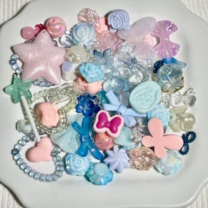 Cotton Candy Bead Soup - Aesthetic Beads, Y2K Beads, Jewelry Making, Handmade Bead Soup, Bead Confetti, Pink Beads, Blue Beads, Charms
